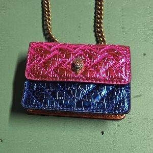 Kurt Geiger Pink and Blue Croc-Embossed Mini Bag